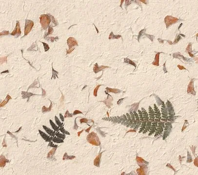 Himalayan Narish petals paper texture. Seamless handmade orange flowers wit.. Foto stock