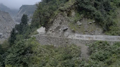 Himalayan peaks, a narrow pathway Stock Footage 123346337