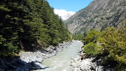 Himalayan river valley Vídeos de archivo 95593991