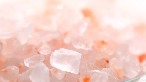 Himalayan salt background, pink Himalayan salt crystals close up Stock Footage 331847363