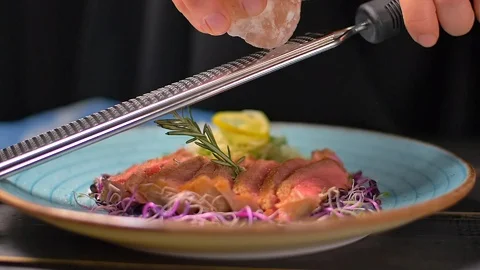Himalayan salt in frying pan Stock Footage 123074735