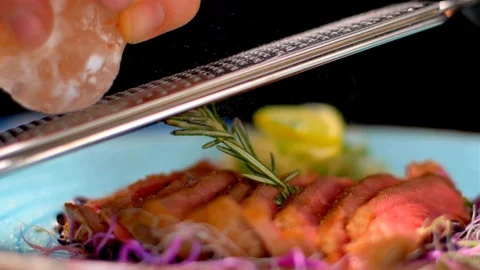 Himalayan salt in frying pan Stock Footage 123075282