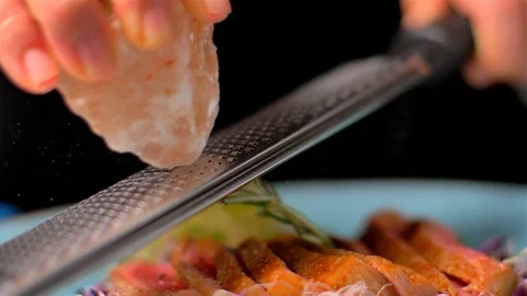 Himalayan salt in frying pan Stock Footage 123075730