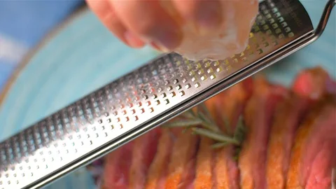 Himalayan salt in frying pan Stock Footage 123076121