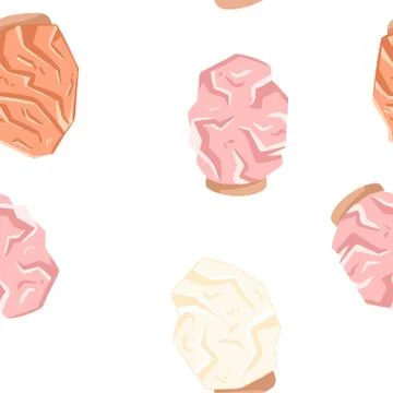 Himalayan salt lamps seamless pattern. Vector background template with salt c Stock Illustration