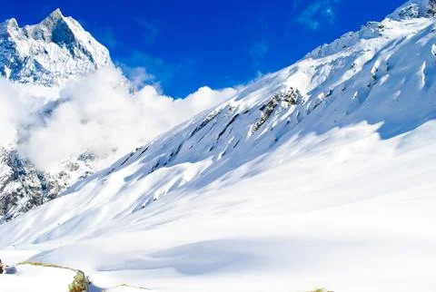 Himalayas in the clouds Stock Photos