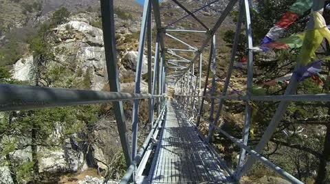Himalayas suspension bridge Stock Footage 24673858