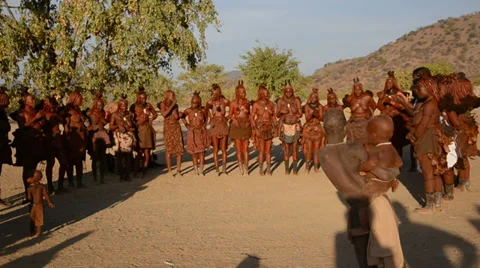 Himba tribe women dancing, Namibia, Africa Stock Footage 39850252