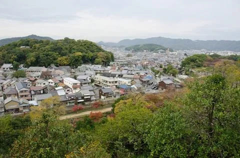  Himeji Stadt Stadtansicht der Stadt Himeji in Japan mit farbigen Bäumen i.. Stock Photos