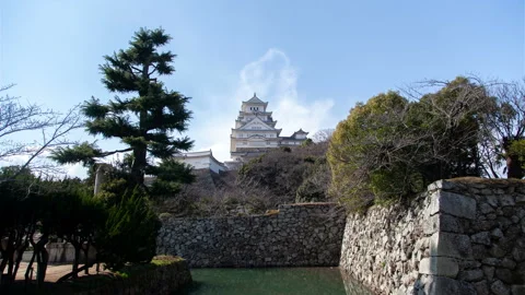 Himeji temple defence wall backside with trees timelapse Stock Footage 116671290
