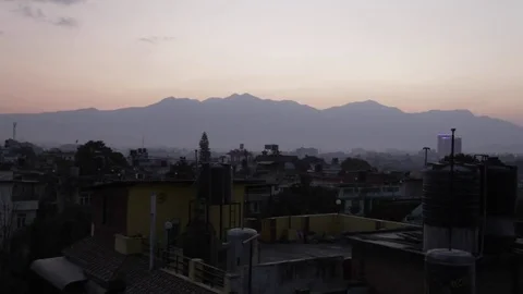 Himilayas Silhouetted by Sunset Stock Footage 73273798