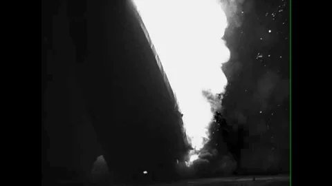 The Hindenburg zeppelin explodes at Lakehurst, N.J. in 1940 Stock Footage 106627054