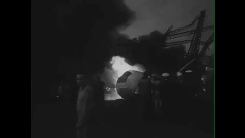 The Hindenburg zeppelin explodes at Lakehurst, N.J. in 1940 Stock Footage 106627110