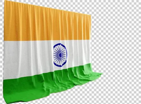 Hindi Flag Curtain in 3D Rendering Celebrating India's Rich Culture Stock Illustration