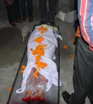 Hindu Cremation process Stock Photos