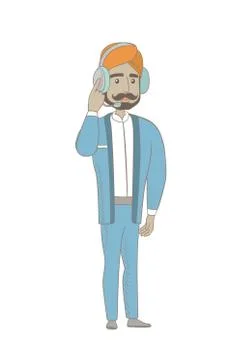 Hindu customer service operator in headset. Stock Illustration
