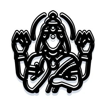 Hindu deity achieving enlightenment with cosmic aura Stock Illustration