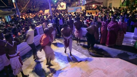 Hindu devotees dancing for Charhak festival, welcoming Bengali new year 1424. Stock Footage 79101698