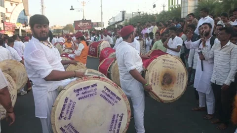 Hindu devotees dancing  singing and play drum Stock Footage 237941608