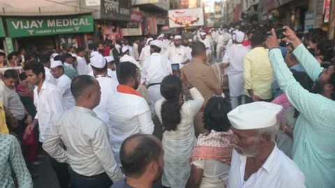 Hindu devotees dancing  singing and play drum Stock Footage 237941957