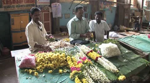 Hindu Garland Makers Stock Footage 11508909