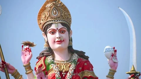 Hindu Goddess Maa Durga Puja, Happy Navratri, Indian Religion Festival. Stock Footage 201838689