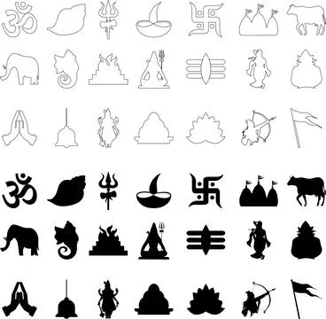 Hindu Icon Set Stock Illustration