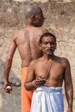 Hindu Man Offering Prayers Stock Photos