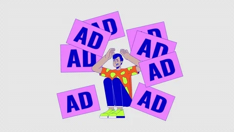Hindu man suffering from too much targeting line 2D animation Stock Footage 301886357