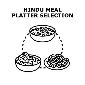 Hindu meal platter selection concept vector art Stock Illustration