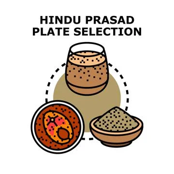 Hindu prasad plate selection offering ritual Stock Illustration