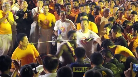 Hindu priests performs rites during the Durga Puja Festival Stock Footage 70426618
