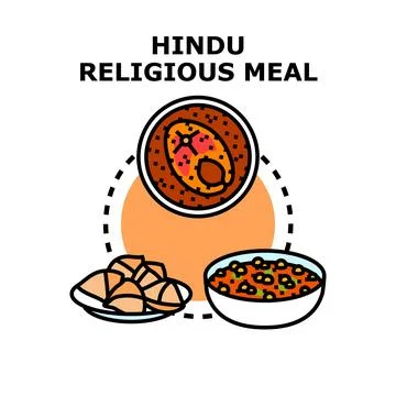 Hindu religious meal concept representing traditional cuisine Stock Illustration
