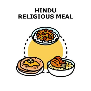 Hindu religious meal concept vector icon Stock Illustration