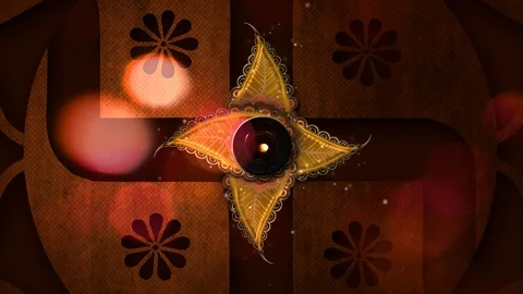 Hindu swastika symbol with Fireworks - Diwali Background Stock Footage