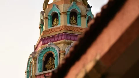 Hindu temple with bas-reliefs of deities Stock Footage 262727914