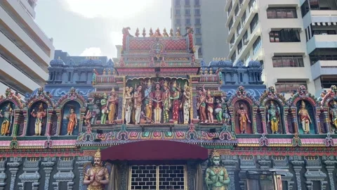 HINDU TEMPLE IN THE CITY Stock Footage