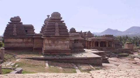 Hindu temple complex tracking panning shot Stock Footage 49911512