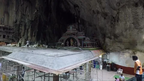 Hindu Temple inside Main Temple cave, Batu caves, Kuala Lumpur, Malaysia Stock Footage 197046330