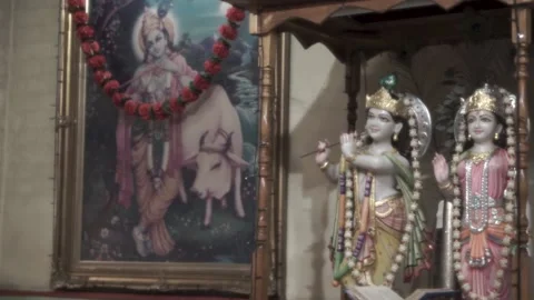 Hindu Temple Krishna Murti Stock Footage 144785368