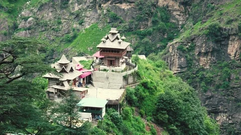 Hindu Temple in Mountain Landscape Stock Footage 316891340