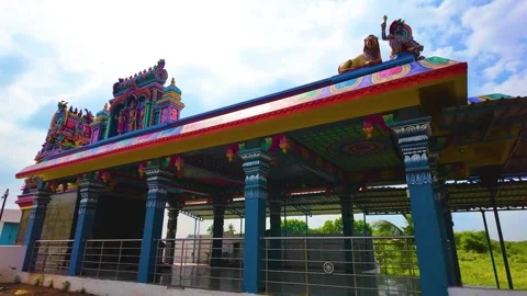 Hindu Temple - Pillars - Leftwards Shot Video stock 263747663