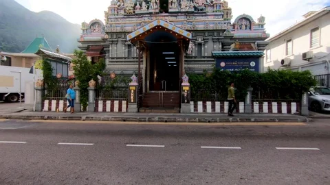 Hindu temple in the Seychelles. Stock Footage 101632552
