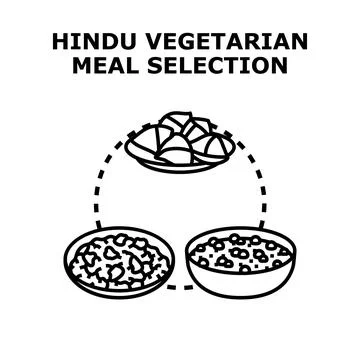 Hindu vegetarian meal selection vector illustration concept Stock Illustration
