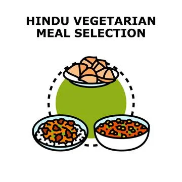 Hindu vegetarian meal selection vector illustration concept Stock Illustration
