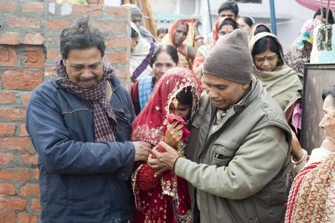 Hindu wedding function vidaai Uttar Pradesh India Asia Copyright: xArunxMi... Foto stock
