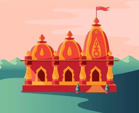 Hinduholy temple with mountain background Illustrazione stock