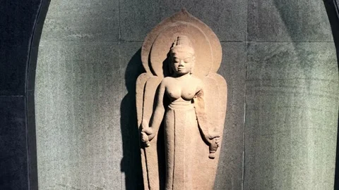 A Hinduism deity statue in a Cham museum Video stock 142342875