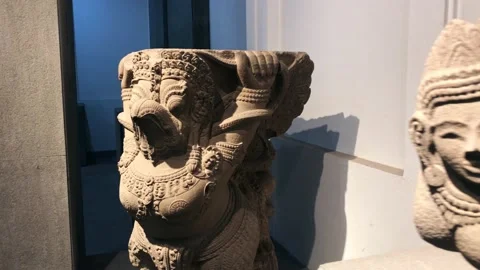 Hinduism deity statues in a Cham museum Stock Footage 142342661