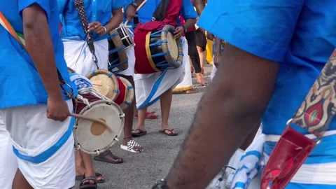 Hinduism marching band performs drumming 스톡 동영상 194433432